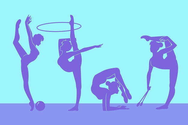 Flat design gymnast silhouette illustration