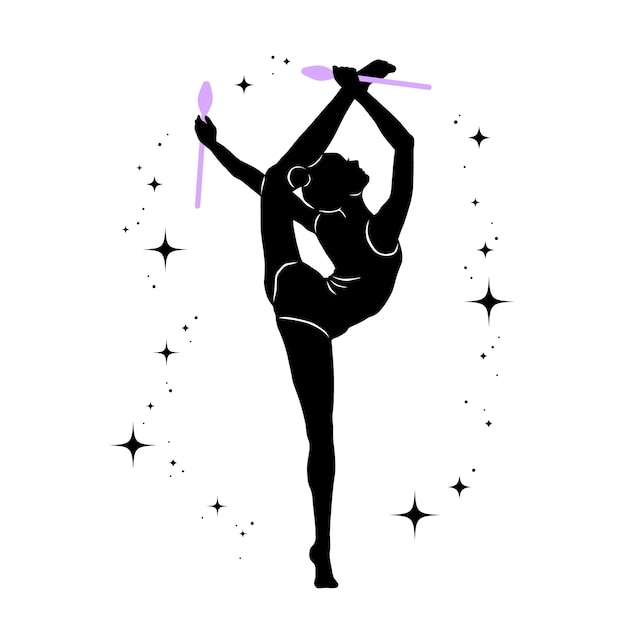 Flat design gymnast silhouette illustration