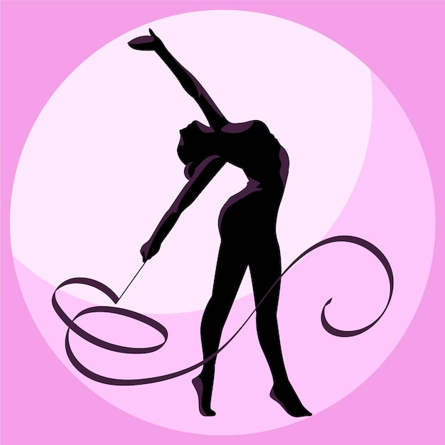 Flat design gymnast silhouette illustration