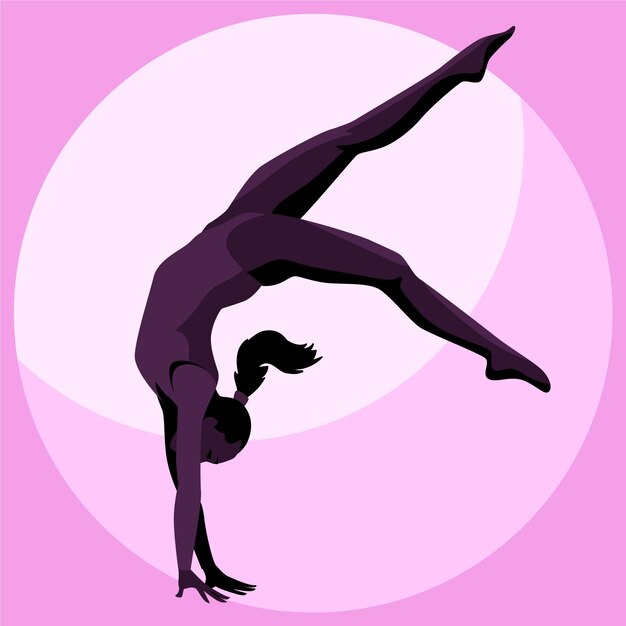 Flat design gymnast silhouette illustration