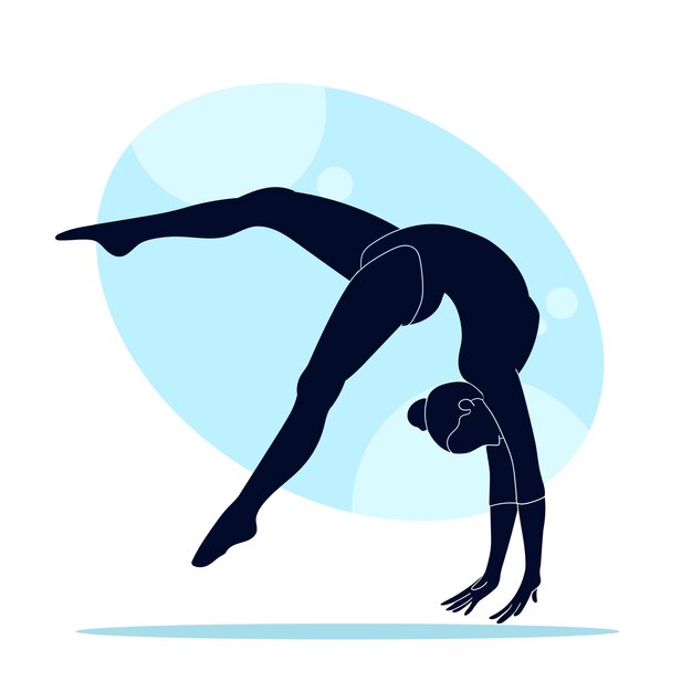 Flat design gymnast silhouette illustration