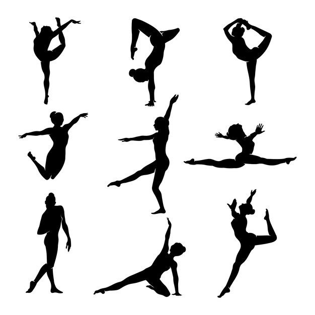 Flat design gymnast silhouette illustration