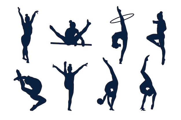 Free vector flat design gymnast silhouette illustration