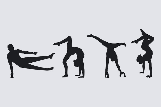 Flat design gymnast silhouette illustration