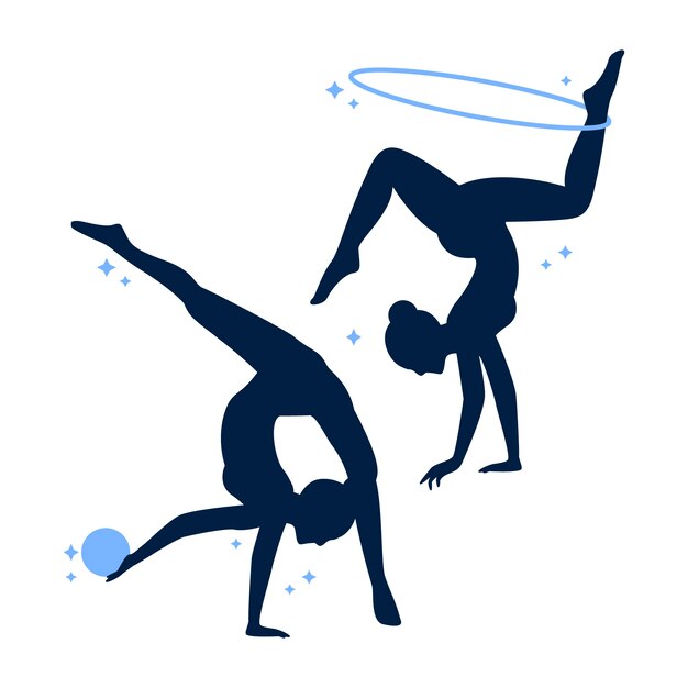 Flat design gymnast silhouette illustration