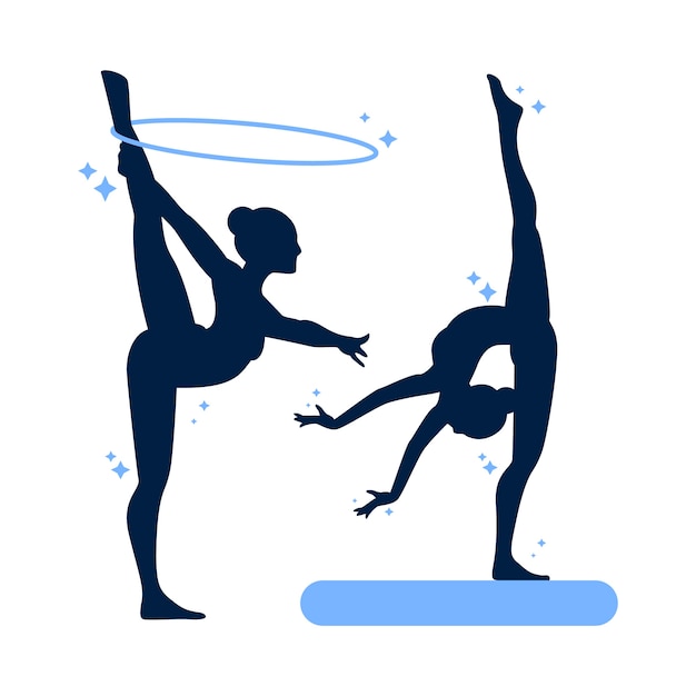 Flat design gymnast silhouette illustration