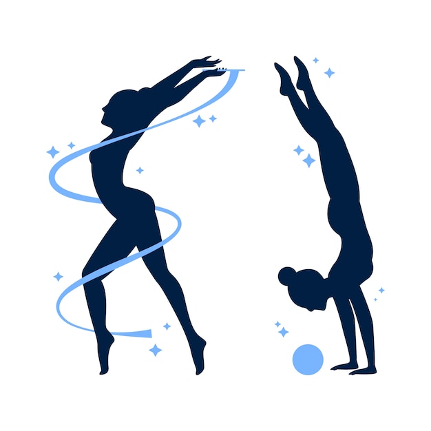 Бесплатное векторное изображение Силуэт гимнастки в плоском дизайне