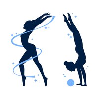 Flat design gymnast silhouette illustration