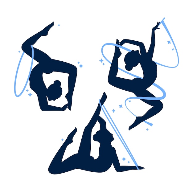 Бесплатное векторное изображение Силуэт гимнастки в плоском дизайне