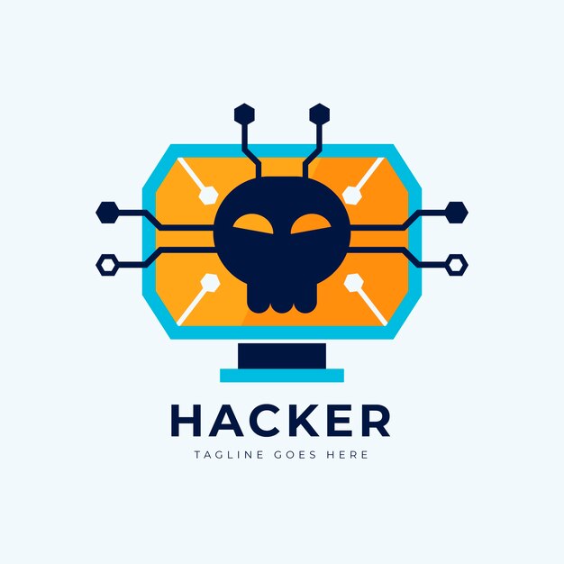 Flat design hacker logo template