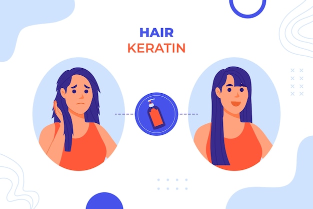 Free vector flat design hair keratin illustration