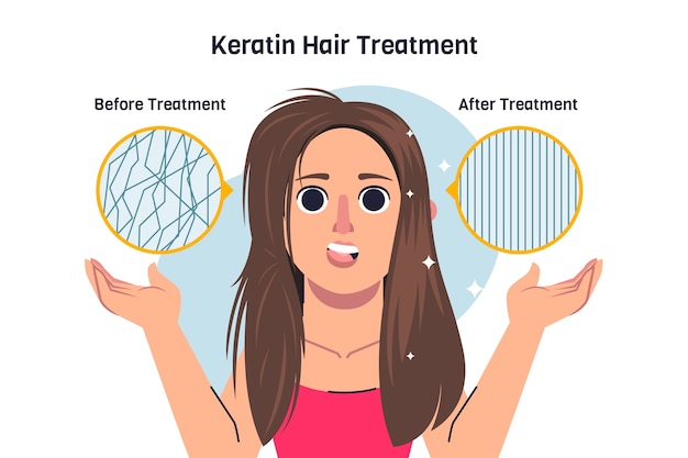 Free vector flat design hair keratin illustration