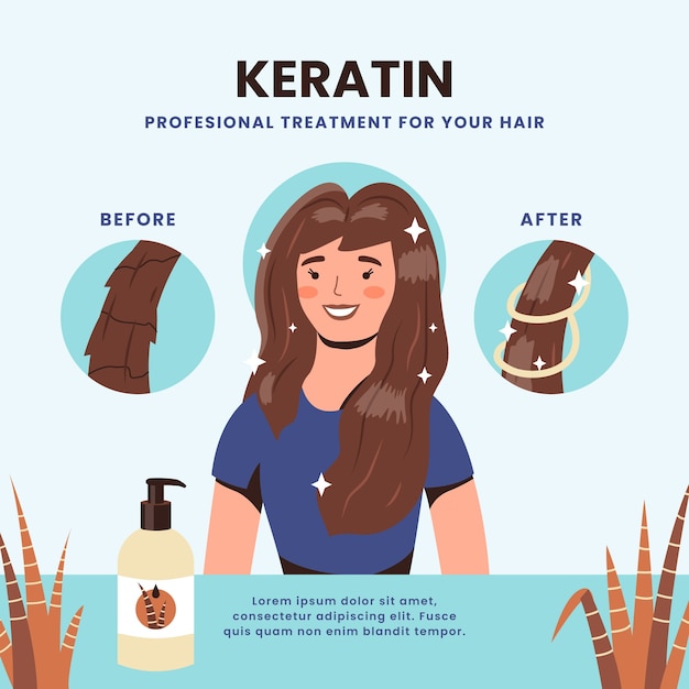 Free vector flat design hair keratin illustration