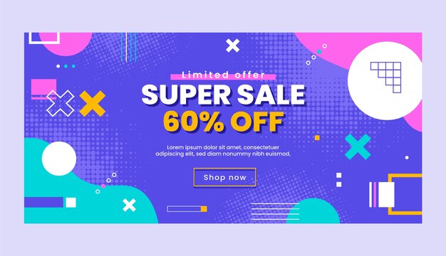 Flat design halftone horizontal banner