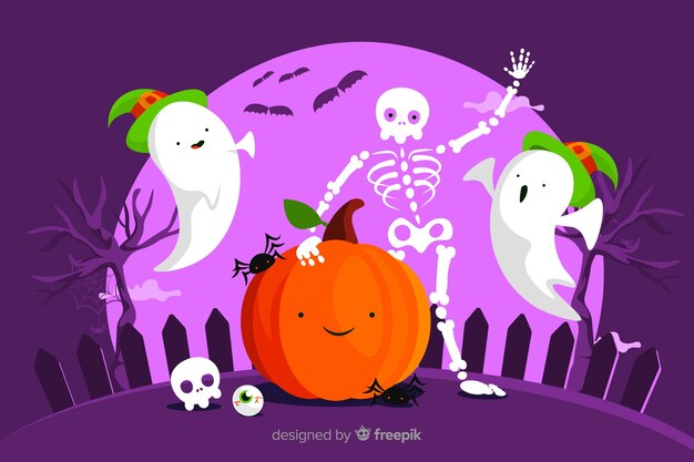 Flat design halloween background