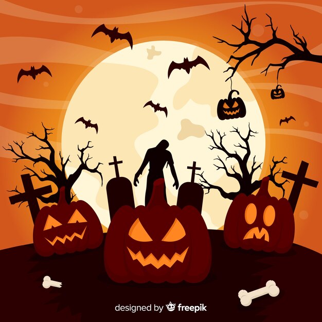 Flat design of halloween background