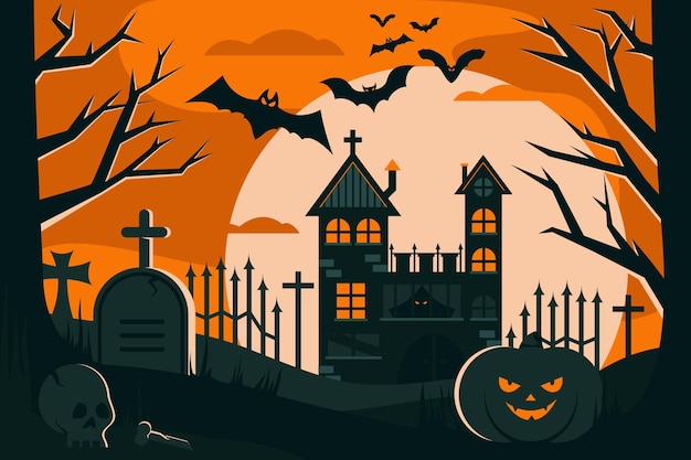 Flat design halloween background