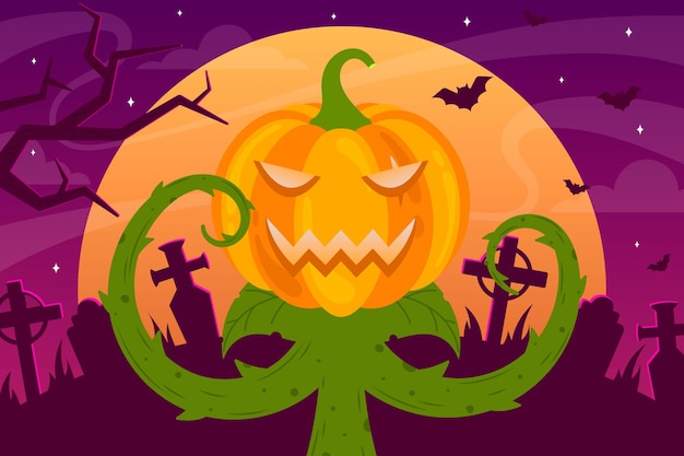 Vettore gratuito sfondo di halloween design piatto