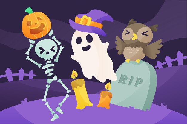 Flat design halloween background