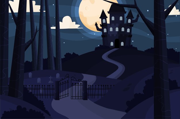 Flat design halloween background