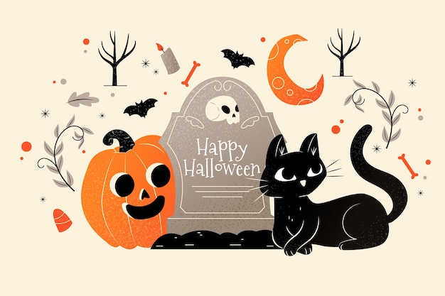 Vettore gratuito design piatto sfondo di halloween