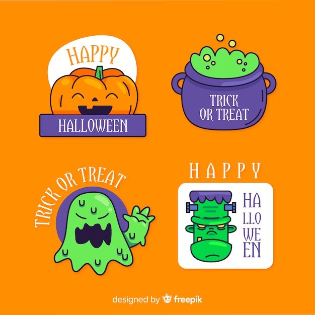 Free vector flat design halloween badge collection