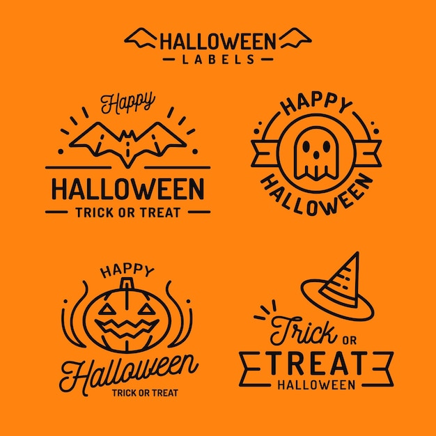 Collezione di badge halloween design piatto