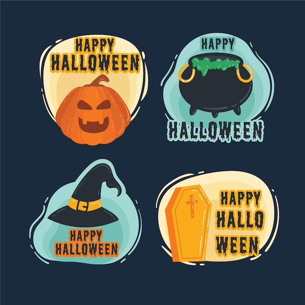 Flat design halloween badge collection