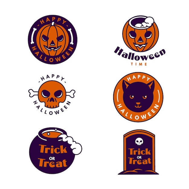 Free vector flat design halloween badge collection