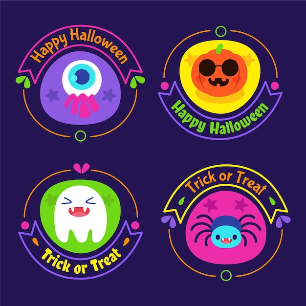 Collezione di badge halloween design piatto