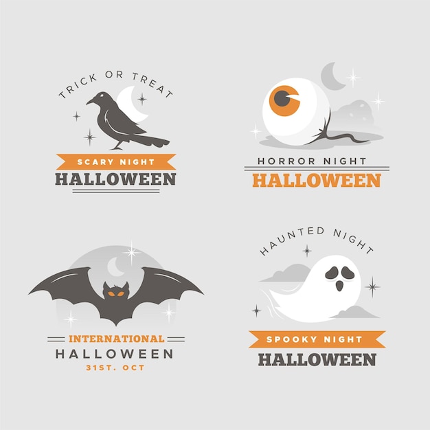 Collezione di badge halloween design piatto