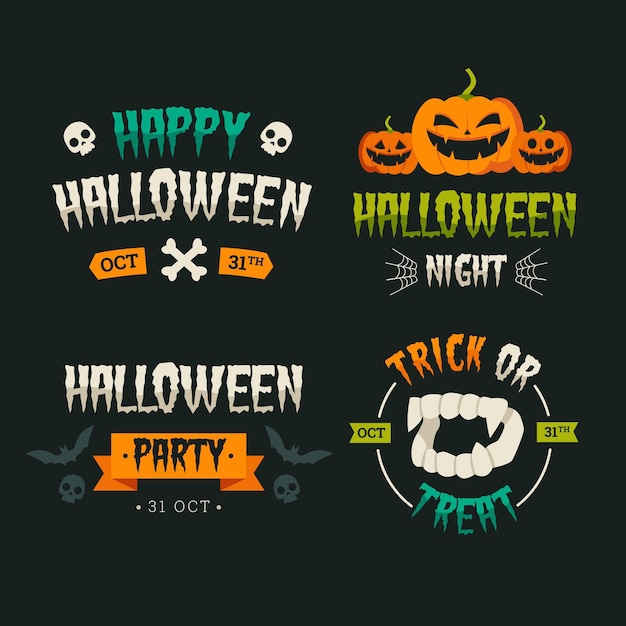Set di badge halloween design piatto