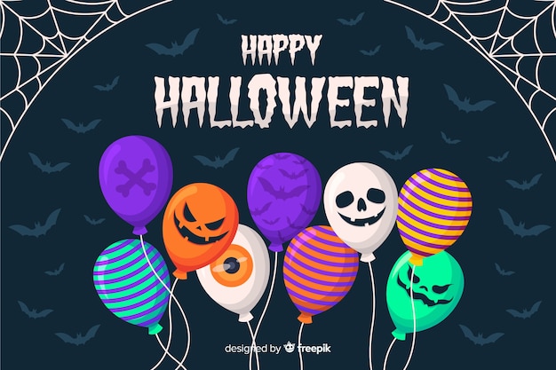 Flat design of halloween balloons background