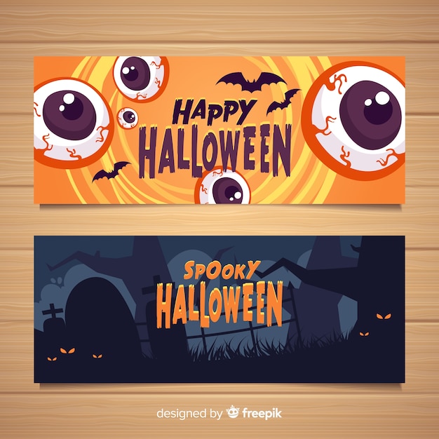 Modello di banner halloween design piatto