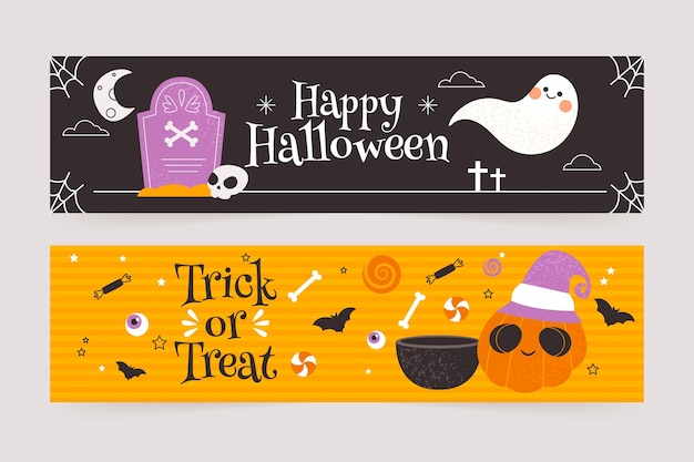 Flat design halloween banners template