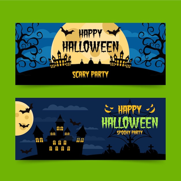 Flat design halloween banners template