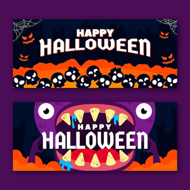 Free vector flat design halloween banners template