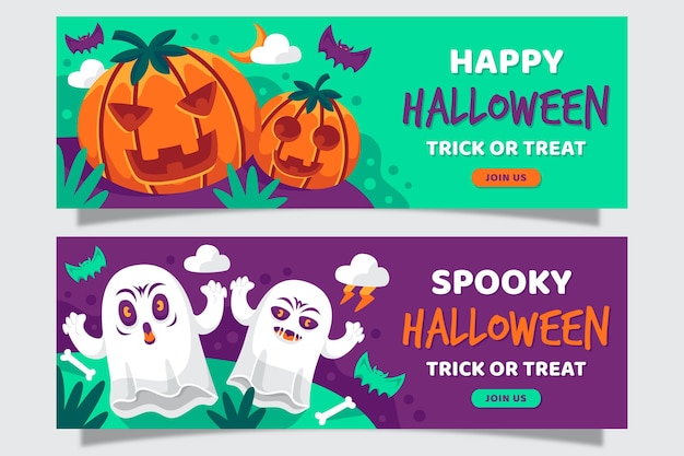 Flat design halloween banners template