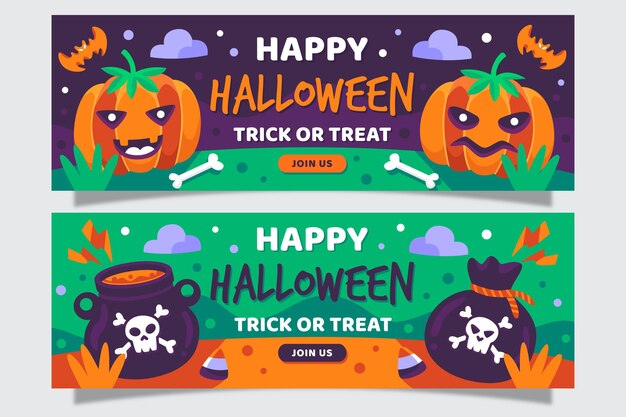 Flat Design Halloween Banners Template – Free Vector Download