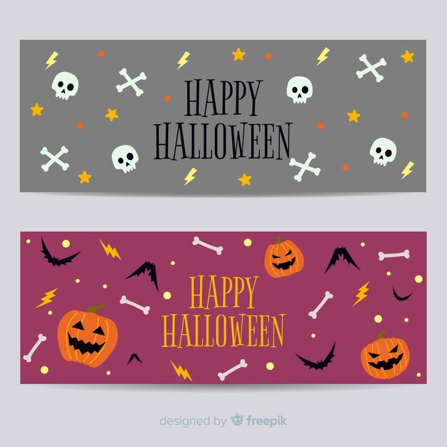 Design piatto di banner di halloween