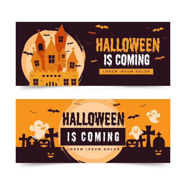 Flat design halloween banners