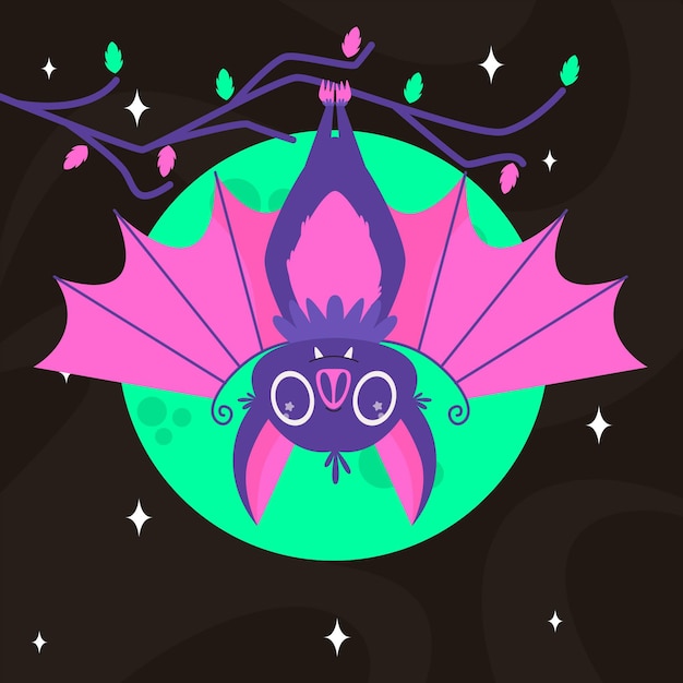 Flat design halloween bat