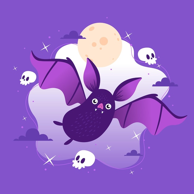 Pipistrello di halloween design piatto