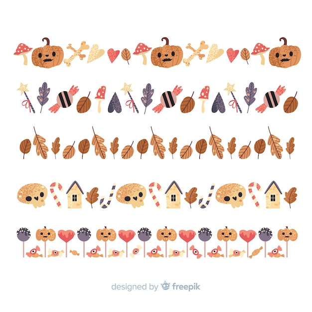 Free vector flat design of halloween border collection