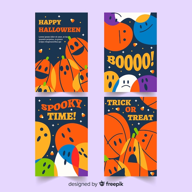 Design piatto della collezione di carte di halloween