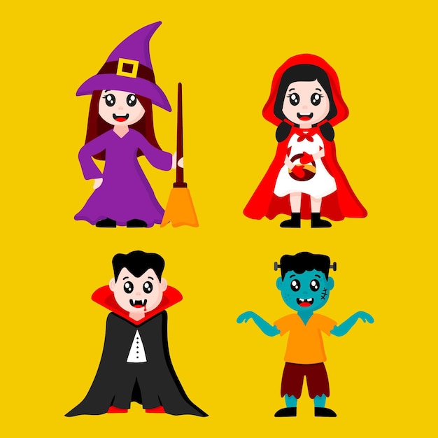 フラットデザインのハロウィンキャラクターコレクション