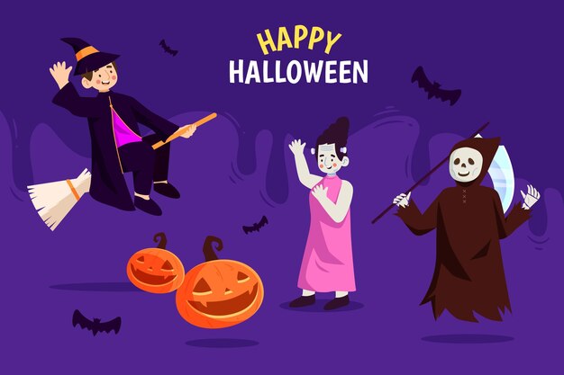 Flat design halloween character set