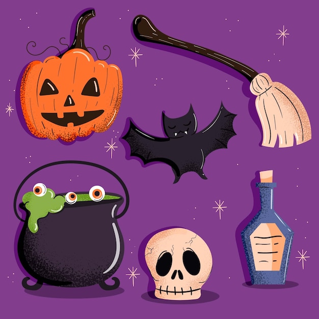 Collezione di elementi di halloween design piatto