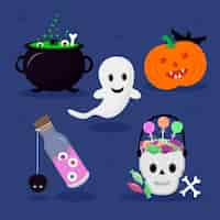 Free vector flat design halloween element collection