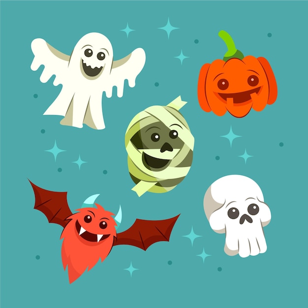 Free vector flat design halloween element collection